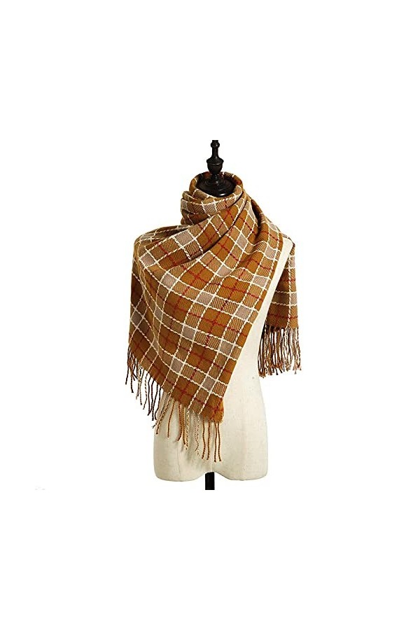 Secuos Nouveau Luxe Écharpes À Carreaux Cachemire Châles Femmes Hiver Chaud Châle Couvertures Épaisses Gland Écharpe Cadeaux 