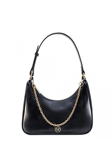 VICTORIA HYDE Petit sac à main rétro en cuir véritable pour femme Noir 