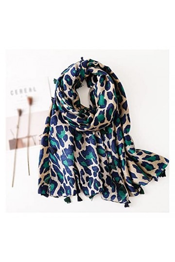 TYXL Foulard de Soie Femme, Écharpe Femmes Classique Mode Léopard Écharpe Printemps Automne et Hiver Long Style Style Écharpe
