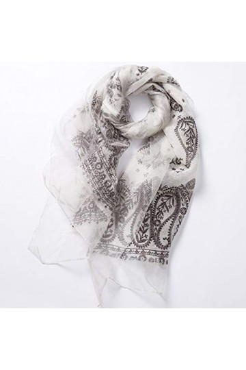 GCC Foulard Chaud en Soie Imprimé Vintage,Automne Et Hiver Super Léger Double Couche Long Foulard Décoratif Echarpe Sauvage G