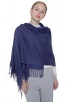 Écharpe châle en cachemire doux et solide pour femme, bleu marine, taille unique