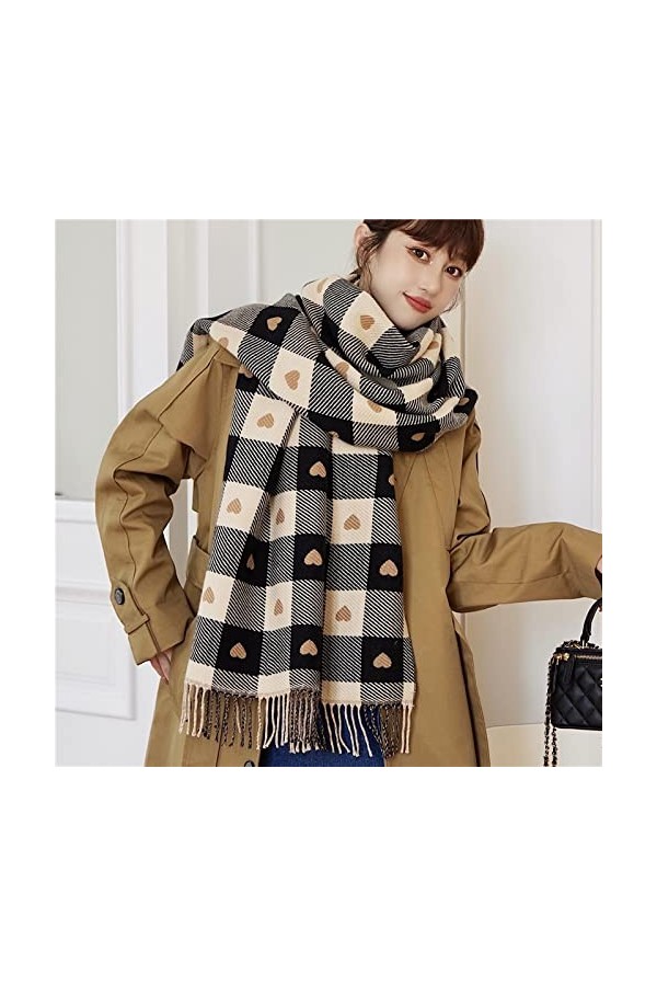 Foulard Femme Soie Cheveux pour De Hiver en Echarpe Nouvelle Écharpe À Carreaux De Luxe Châle Épais Femmes Longue Écharpe ave