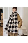 Foulard Femme Soie Cheveux pour De Hiver en Echarpe Nouvelle Écharpe À Carreaux De Luxe Châle Épais Femmes Longue Écharpe ave