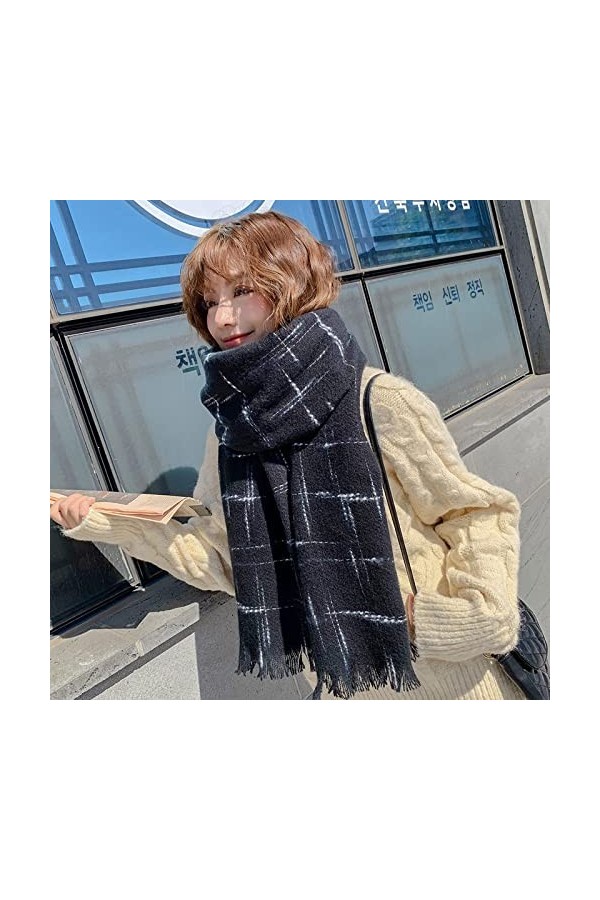 LuisFranklin Foulard Femme Echarpe Soie Cheveux À La Mode Et Polyvalent Nouveau Épais Chaud Grand Châle Couleur Assortie Plai