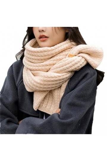 Écharpe tricotée thermique épaisse pour femme - Automne et hiver - Longue taille - Cadeau idéal, beige, taille unique