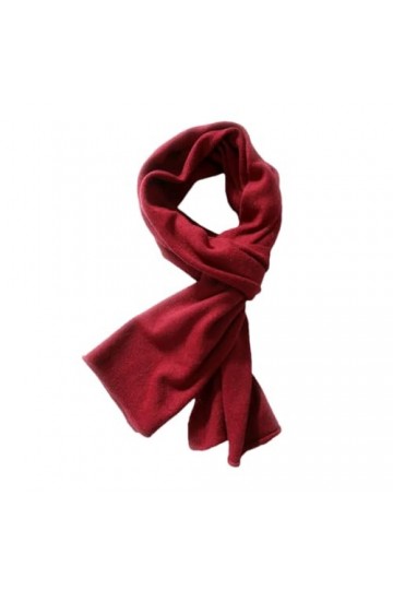 Écharpe tricotée en laine pour femme - Solide - Chaude et douce - Longue écharpe hijabs pour couples, Rouge bordeaux/blanc, t