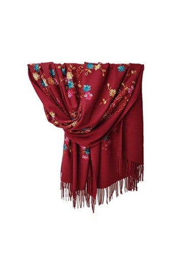 Secuos Grande Écharpe Carrée Nationale Russe pour Femmes Style Ethnique Imprimé Foulards Dames Couverture À Franges Rétro Châ