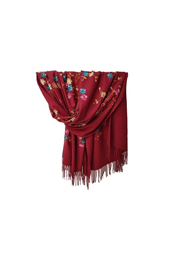 Secuos Grande Écharpe Carrée Nationale Russe pour Femmes Style Ethnique Imprimé Foulards Dames Couverture À Franges Rétro Châ