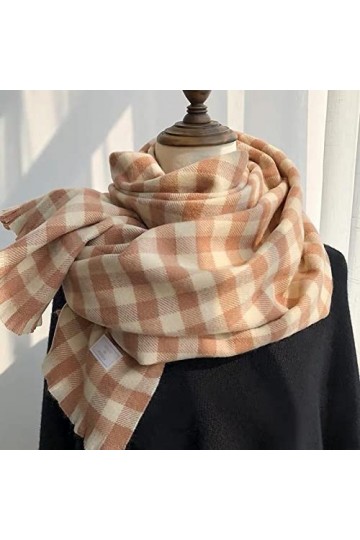 Foulard Femme Soie Cheveux pour De Hiver en Echarpe Nouvelle Écharpe Femmes Mode Classique Plaid Épaissi Chaud Écharpe Femmes