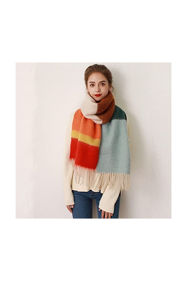 LuisFranklin Foulard Echarpe Femme Soie Cheveux De La Mode pour Femmes Écharpe Rayée De Couleur Contrastée Décontractée Échar