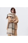 NFEGSIYA Écharpe Châle Écharpe Hiver Femmes Cachemire Chaud Beige Beige Stripes Foulard Foulards Feuilles Écharpes Épais Soft