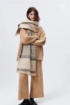 NFEGSIYA Écharpe Châle Écharpe Hiver Femmes Cachemire Chaud Beige Beige Stripes Foulard Foulards Feuilles Écharpes Épais Soft