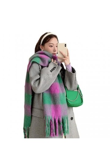 DAFLIN Echarpes Femme， Écharpe épaissie à Carreaux en Damier de Couleur contrastée, écharpe Chaude à Carreaux résistant au Fr