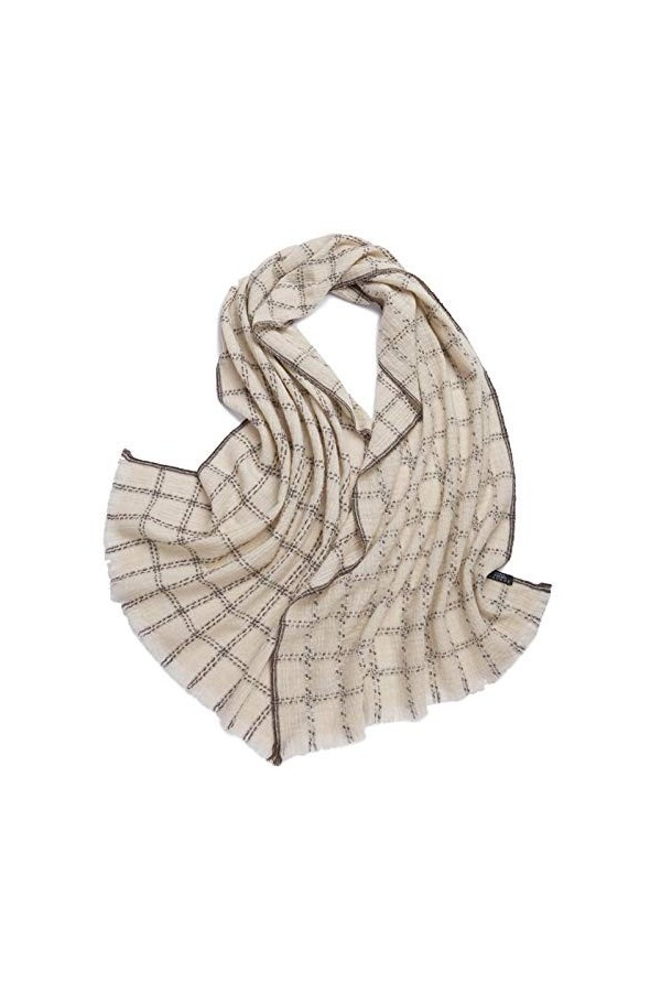 Foulard Pour Femme100% Pure Laine Écharpe Tissé Type Treillis Dames Automne Et Hiver Épais Châle En Laine Chaude-Katuoge_70 *