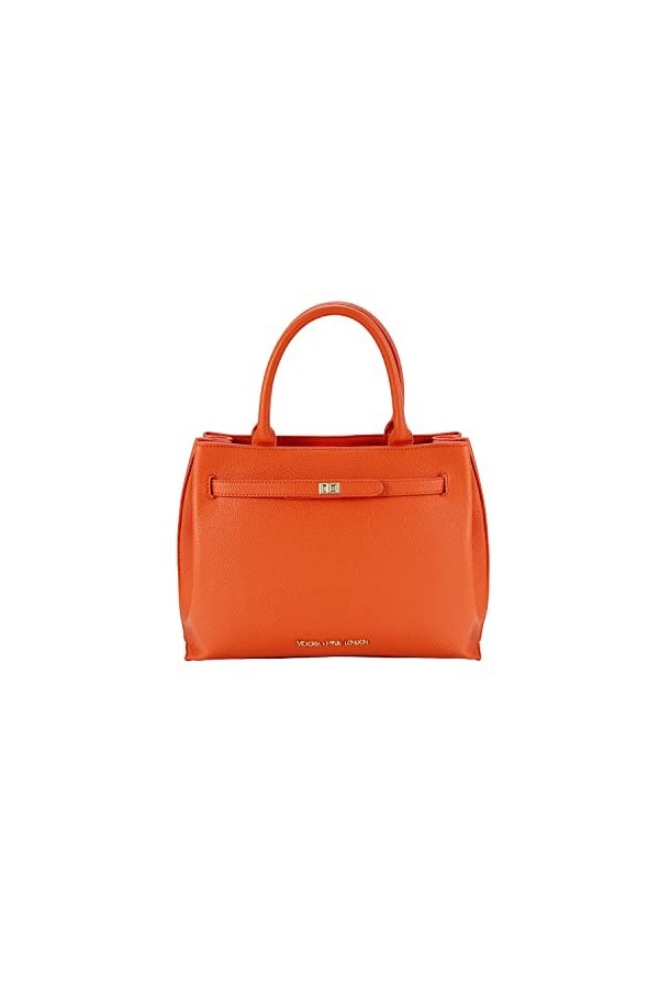 VICTORIA HYDE Sac à main pour femme - Grand sac à main - En cuir synthétique - Noir - Élégant - Orange - VH60044-30 x 24 x 13