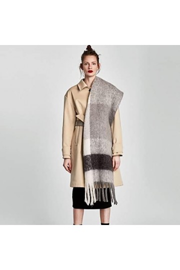 Femmes Gland Écharpe Chaud Grand Châle Wrap Pashmina Couverture Foulards Plaid Foulard Femme Pashmina Foulard-Gris