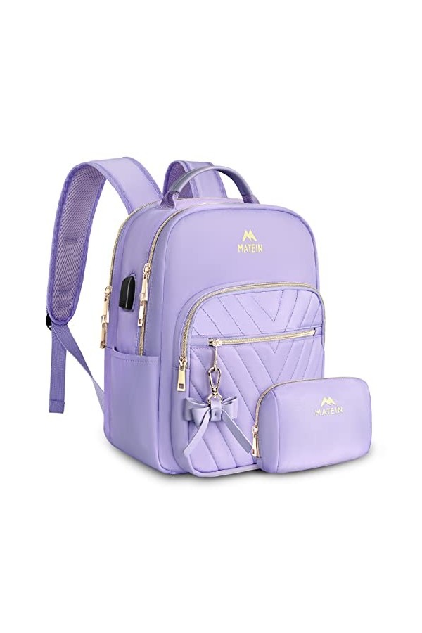 MATEIN Petit Élégant Sac à Dos Femme, Imperméable Antivol Voyage Décontracté de Sac à Dos Avec USB Port pour Travail, Scolair