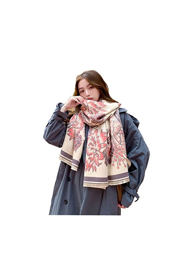 KAYNO Hiver Écharpe Printemps hiver écharpe pour femmes imprimer Pashmina épais chaud châle enveloppes écharpes longue écharp