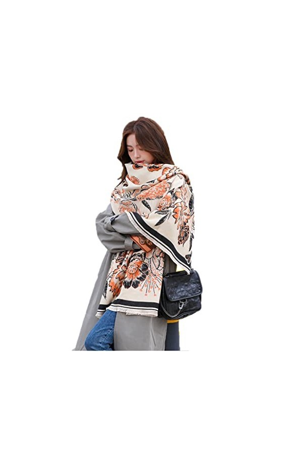 KAYNO Hiver Écharpe Printemps hiver écharpe pour femmes imprimer Pashmina épais chaud châle enveloppes écharpes longue écharp