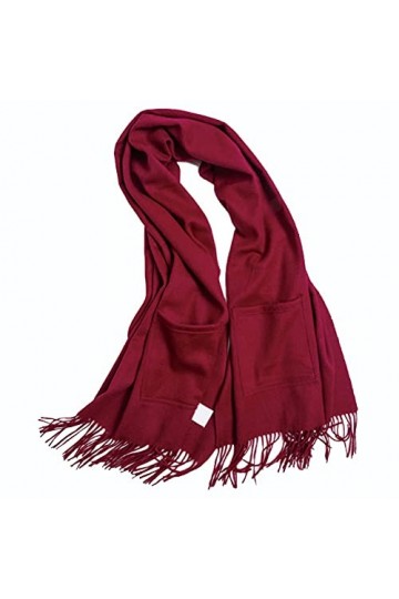 Wrap avec Poches écharpe pour Dames Doux Chaud Couleur Unie Mode Nouveauté Style Pashmina Cadeau,Red