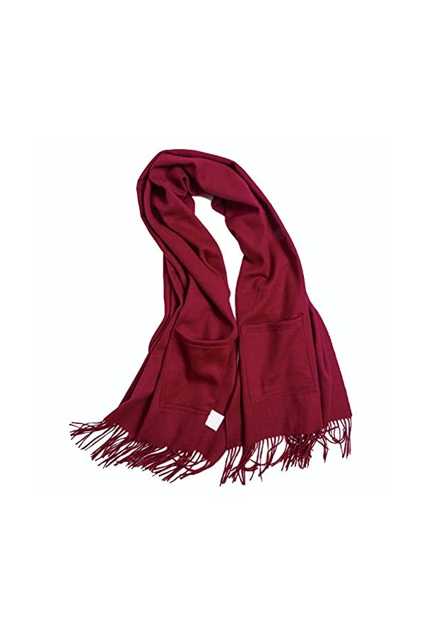 Wrap avec Poches écharpe pour Dames Doux Chaud Couleur Unie Mode Nouveauté Style Pashmina Cadeau,Red