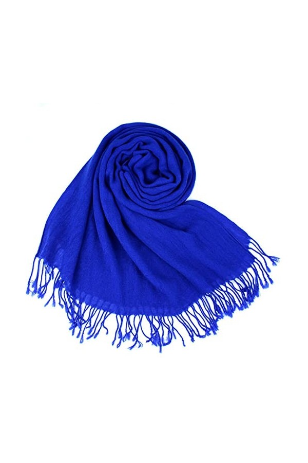 Écharpes dhiver pour femmes - Écharpes dhiver bleu royal pour femmes Écharpes de couleur unie Lady Pashmina Châles et échar