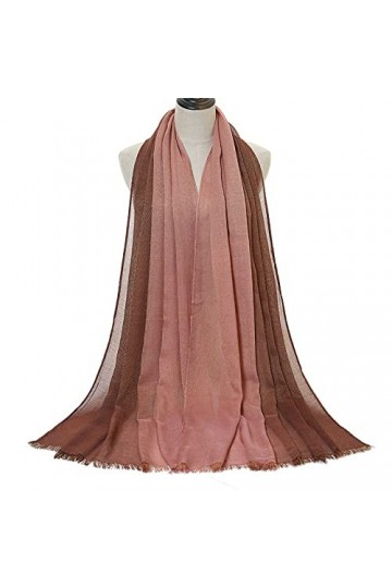 CCBUY Écharpes dhiver pour femmes - Hijab en coton rose écharpe pour femmes Soild Shimmer avec fil dor deux couleurs Pashmi