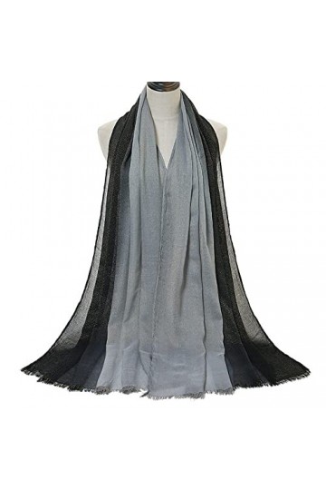 CCBUY Écharpes dhiver pour femmes - Hijab en coton gris foncé écharpe pour femmes Soild Shimmer avec fil dor deux couleurs 