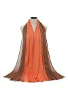 Écharpes dhiver pour femmes - Écharpe en coton Hijab Orange pour femmes Soild Shimmer avec fil dor Deux couleurs Pashmina L
