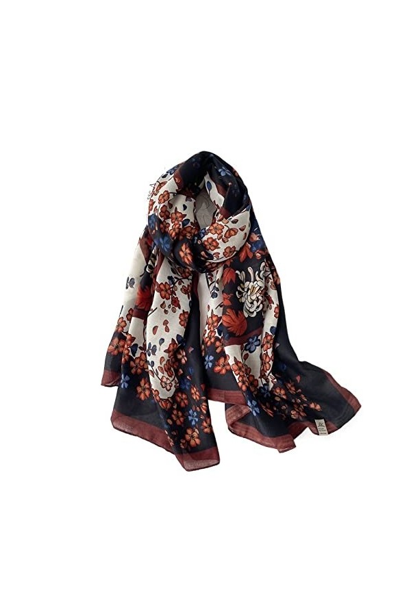 Écharpe de Noël Hiver Femmes Écharpe Imprimer Coton Hijabs Écharpes pour Châles Wraps Pashmina Écharpes de Cou Dames Écharpes