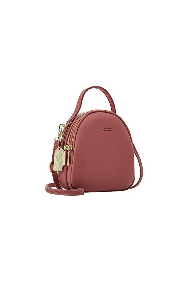 Katech Mini Sac à Dos Cuir PU Femmes Filles, Sacs à Main Portés Dos Loisir avec Bandoulière Amovible, Petit Sac Décole Étanc