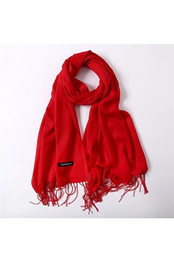 Écharpes dhiver pour femme - Écharpe rouge dhiver pour femme Écharpes solides Lady Gland Châles Wraps Mode et doux Hijabs f