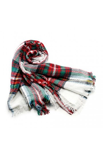 Oct17 Écharpes à carreaux pour femme Pashmina Tartan Wrap Grande couverture chaude douce Châle à carreaux Écharpe dhiver et 