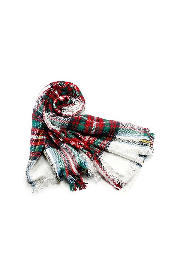 Oct17 Écharpes à carreaux pour femme Pashmina Tartan Wrap Grande couverture chaude douce Châle à carreaux Écharpe dhiver et 