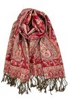 Plum Feathers Écharpe pashmina à motif cachemire ethnique, Cachemire rouge beige, taille unique