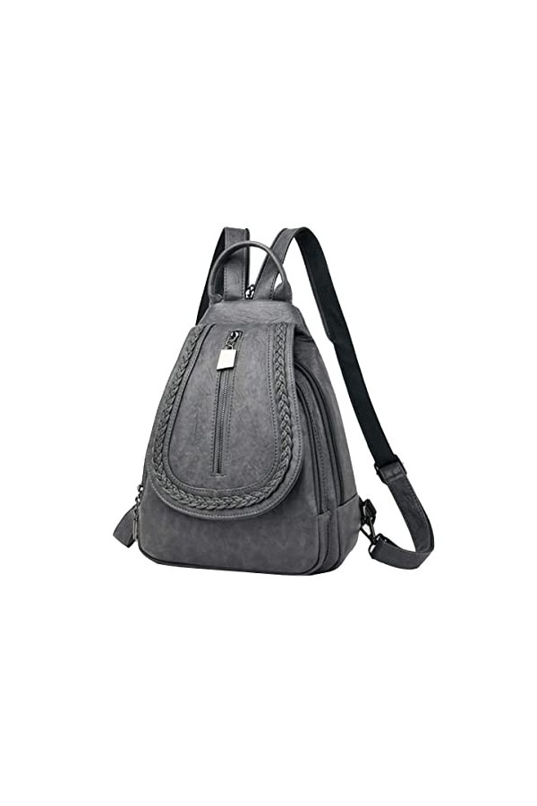 Eshow Sac à Dos Femmes en Cuir 2 Pièces Petit Sac porté Dos Sac dépaule Sac Bandoulière Multifonctionnel Backpack Sac décol