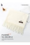 Gorais Foulards et châles pour femme - Pashmina - Longue écharpe pour mariée et demoiselles dhonneur, Blanc laiteux., taille