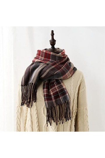 Foulard Femme Soie Cheveux pour De Hiver en Echarpe Écharpe À Carreaux De Luxe Femmes Chaudes Longue Écharpe Femmes Écharpe D
