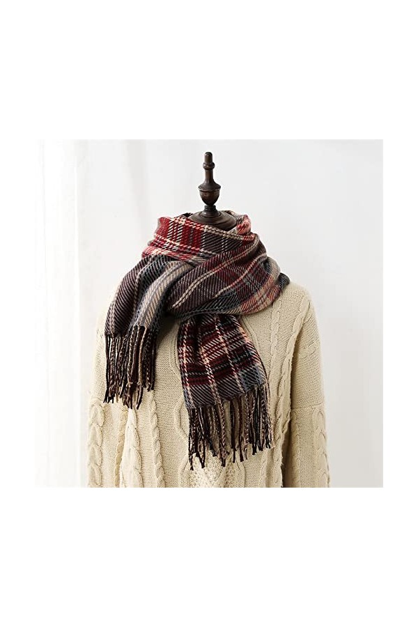 Foulard Femme Soie Cheveux pour De Hiver en Echarpe Écharpe À Carreaux De Luxe Femmes Chaudes Longue Écharpe Femmes Écharpe D
