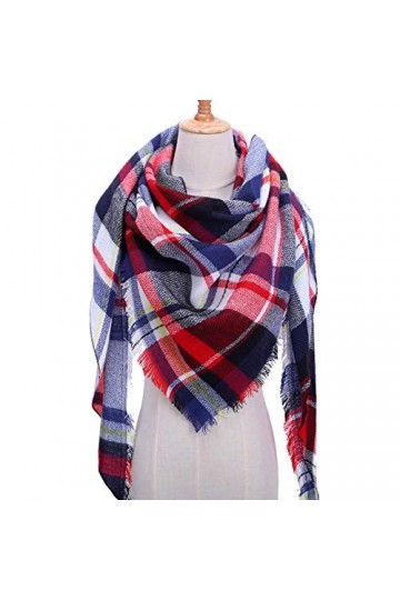 Foulard Femme Cheveux Echarpe Soie Écharpe Tricotée pour Femmes Plaid Écharpe Chaude Col Châle Turban Dames Wrap UL-2