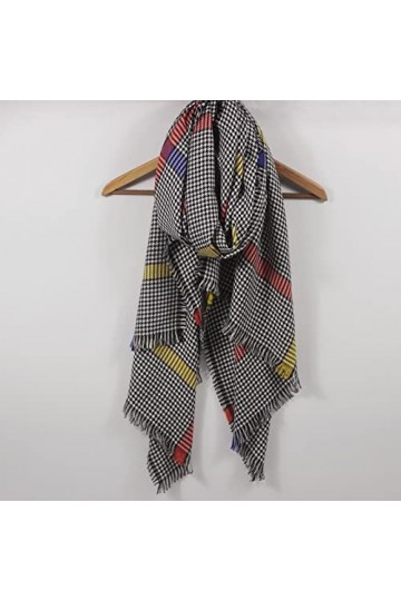 Foulard Femme Soie Cheveux pour De Hiver en Echarpe Écharpe pour Femme À Carreaux À Franges Douce Enveloppante Décontractée C