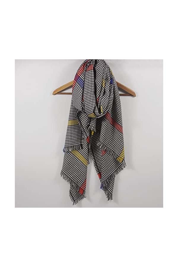Foulard Femme Soie Cheveux pour De Hiver en Echarpe Écharpe pour Femme À Carreaux À Franges Douce Enveloppante Décontractée C