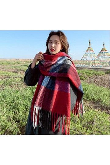 LuisFranklin Foulard Echarpe Femme Soie Cheveux Chaud Plaid Châle Écharpe Dames Couverture Épaisse Écharpe Dames Écharpe Écha