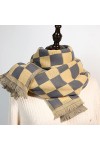 LuisFranklin Foulard Echarpe Femme Soie Cheveux Mode Chaud Écharpe Motif À Carreaux Haute Qualité Courte Frange Dames Épaissi