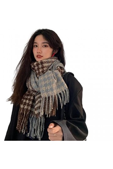 Écharpe Femme Écharpe Automne/Hiver Pied de Poule Écharpe Châle Unisexe Homme-Café