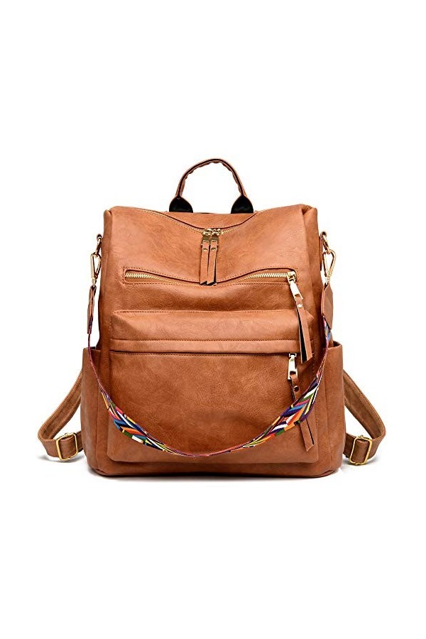 ZOCILOR Sac à dos mode sacs portés dos pour femme, Satchel convertible et sac à main, en cuir PU, idéal pour voyage et chic M