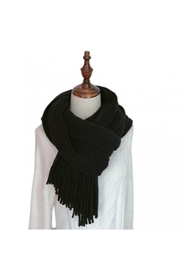 Écharpe Foulards Femmes Automne Hiver en Plein Air Épais Chaud Doux Châles Wraps Mode Solide Femelle Filles Gland Tricoté Lon