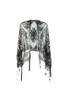 Youllyuu Chemise à paillettes pour femme - Style années 1920 - Écharpe à franges - Robe de soirée châle - Écharpe de fête de 