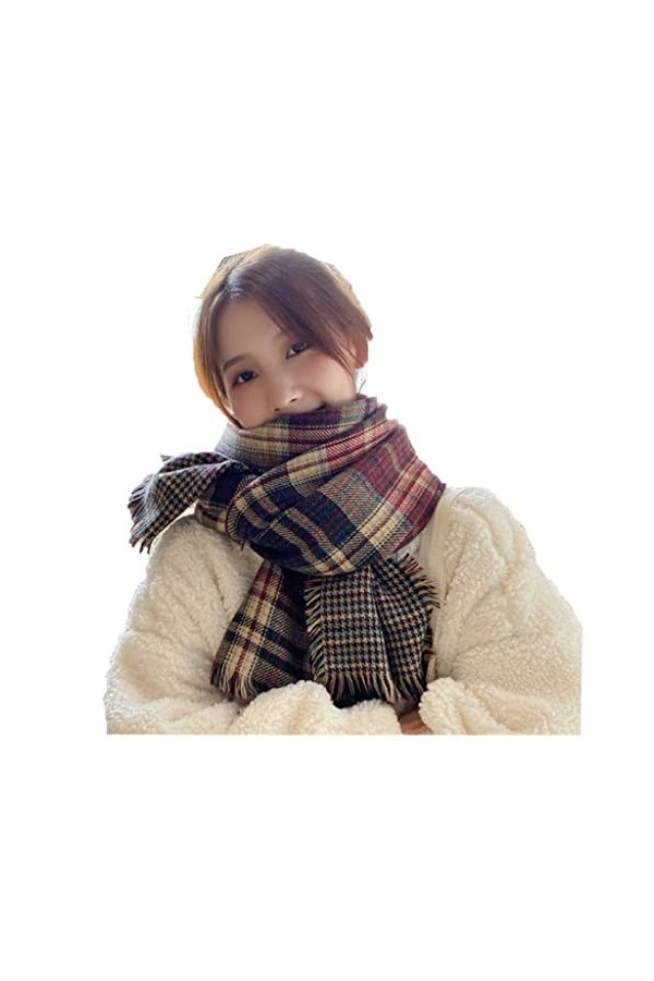 KAYNO Hiver Écharpe Femmes écharpe à carreaux hiver Pashmina châles écharpe épaisse enveloppes dame gland chaud écharpes mode