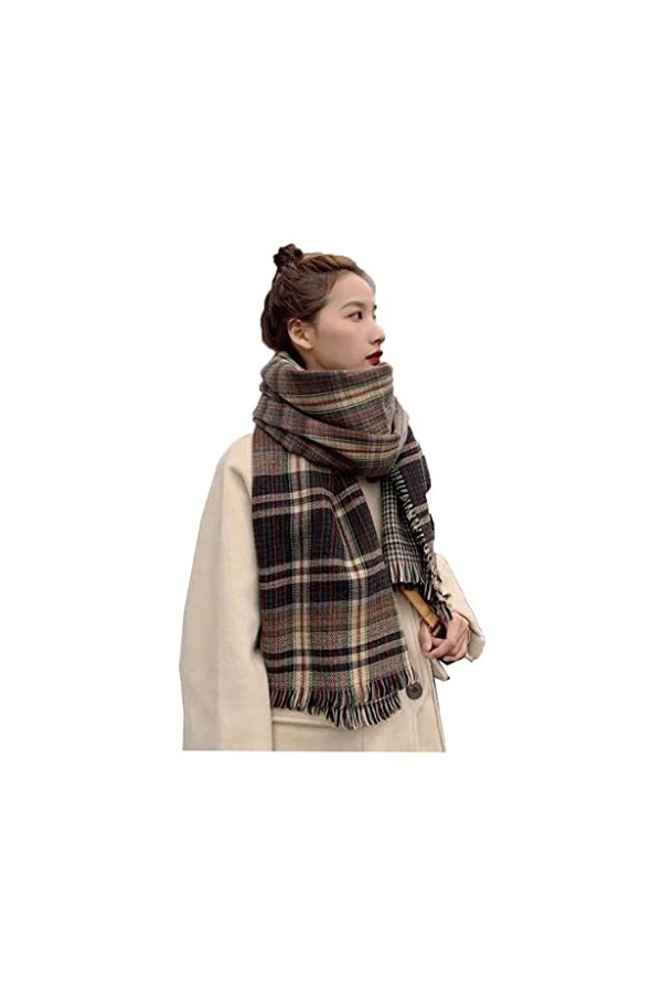 KAYNO Hiver Écharpe Femmes écharpe à carreaux hiver Pashmina châles écharpe épaisse enveloppes dame gland chaud écharpes mode